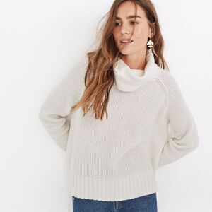 Madewell Eastbrook Turtleneck Cross-Back Sweater Merino Wool Cream White S NWOT
